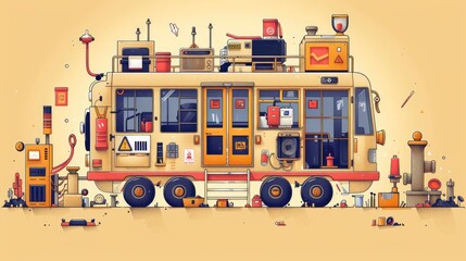 Retro Futuristic Bus Illustration