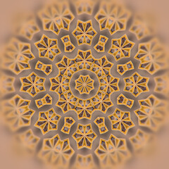Digital illustration consisting of a circular star pattern in bright colors. 3d rendering
