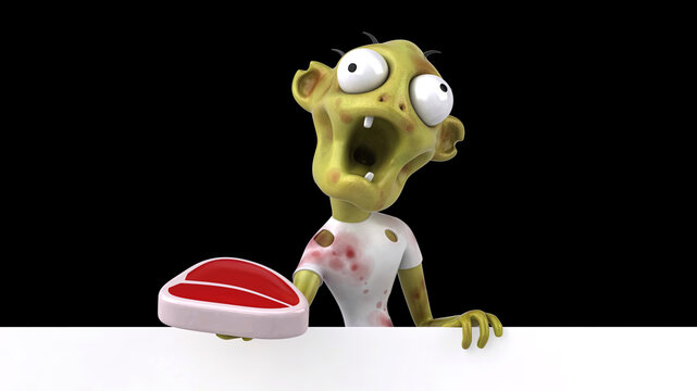 Fun 3D cartoon zombie illustration