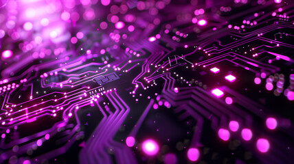 Futuristic purple Technology Background with Circular Digital Elements	
