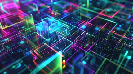 Fototapeta premium Neon Grid of Intersecting Lines