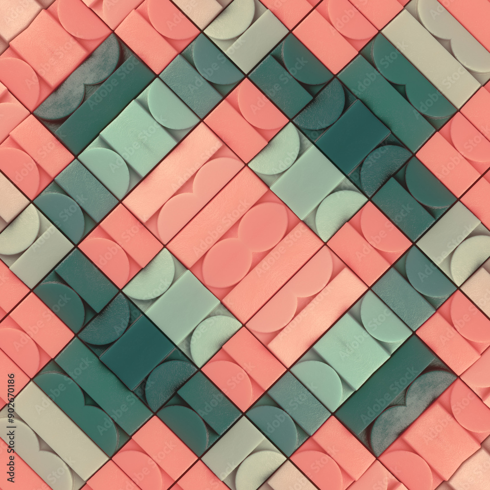 Poster A geometric pattern of intertwined shape. 3d rendering digital illustration