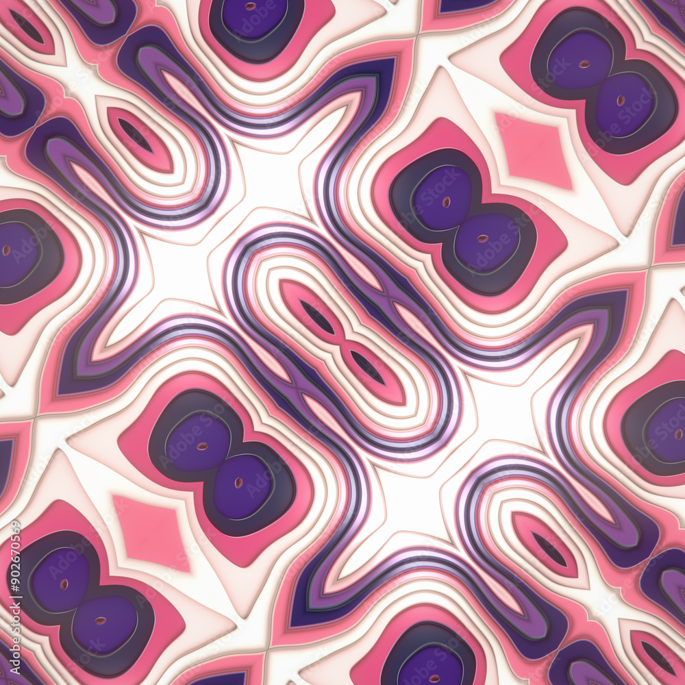 Poster Digital illustration of a bright symmetrical pattern. 3d rendering
