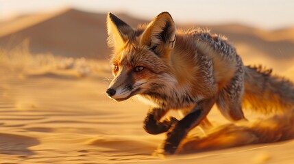 Red Fox Running Through the Desert