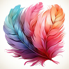 Obraz premium Watercolor soft pastel detailed feather in watercolor style, clipart Illustration, Generative Ai