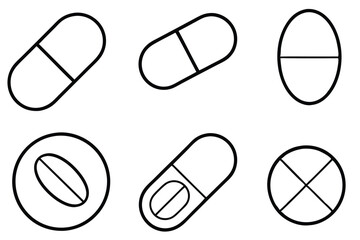 Pills line art illustration Design Concepts
