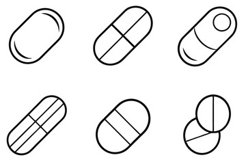Pills line art illustration Design Concepts