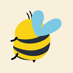Cute kawaii bee in cartoon, flat, doodle, simple style. Design element for posters, postcards, greeting cards, wallpapers, children's clothes, fabrics, t-shirts, logos