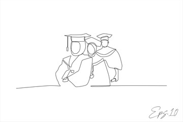 continuous line vector illustration design of graduates celebrating graduation