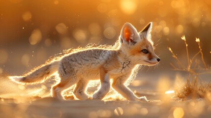 A Fennec Fox Cub in the Golden Hour