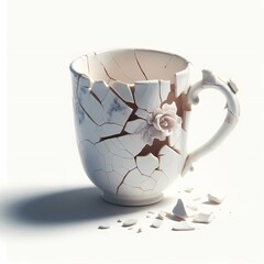 broken porcelain cup png in white background free