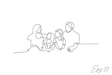 continuous line vector illustration design of one harmonious family