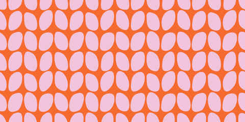 Pink chunky knit seamless pattern tile. Cute hand drawn knitted texture background