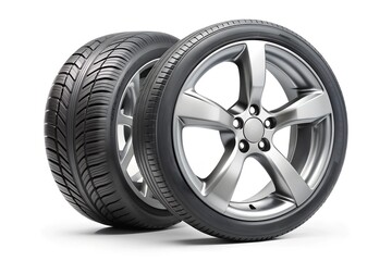 Obraz premium car tire and wheel, aluminum wheel, isolate on white background.