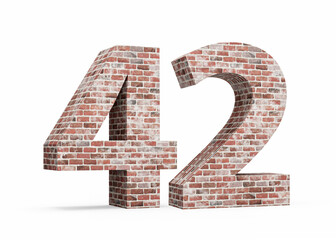 Number Forty Two 42 Digit Made Of Old Grunge Texture Wall Of Bricks 3D Illustration