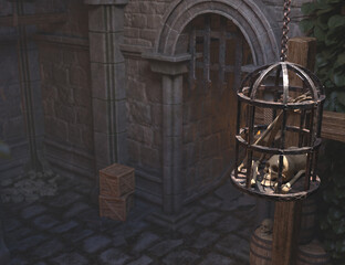 3D rendered fantasy image inside a medieval castle's  dungeons 