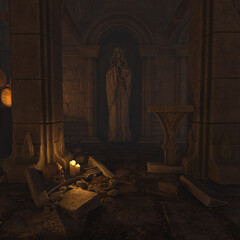3D rendered fantasy image inside a medieval castle's  dungeons 