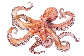 Obraz premium Delicious Japanese Octopus Sashimi with Fresh Seafood in Watercolor Style