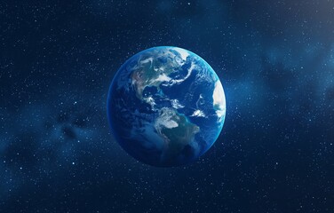 A stunning image of Earth suspended in space against a backdrop of twinkling stars, showcasing the planet's beauty and the vastness of the universe.