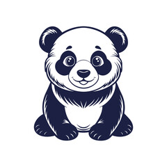 Vector minimalist Panda Bear Silhouette Clipart illustration On a White Background
