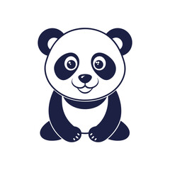 Vector minimalist Panda Bear Silhouette Clipart illustration On a White Background