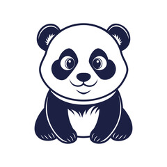 Vector minimalist Panda Bear Silhouette Clipart illustration On a White Background