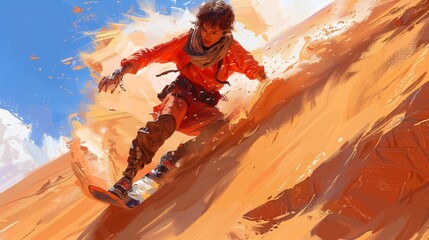 Sandboarding in the Desert