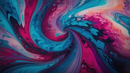 Vibrant Abstract Swirl in Fluid Art Painting

