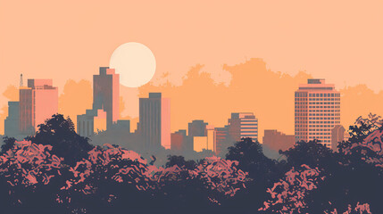 Fototapeta premium Risograph retro riso print travel poster, card, wallpaper or banner illustration, modern, isolated, clear, simple of Lusaka, Zambia. Artistic, screen printing, stencil