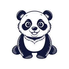 Vector minimalist Panda Bear Silhouette Clipart illustration On a White Background