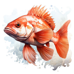 Fototapeta premium Watercolor Rockfish, clipart Illustration, Generative Ai