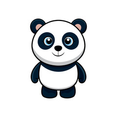 Vector minimalist Panda Bear Clipart illustration On a White Background