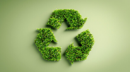 symbol made of grass, recycle symbol on grass, eco friendly sign, green background, recyling, ESG, green logo