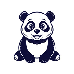 Vector minimalist Panda Bear Silhouette Clipart illustration On a White Background