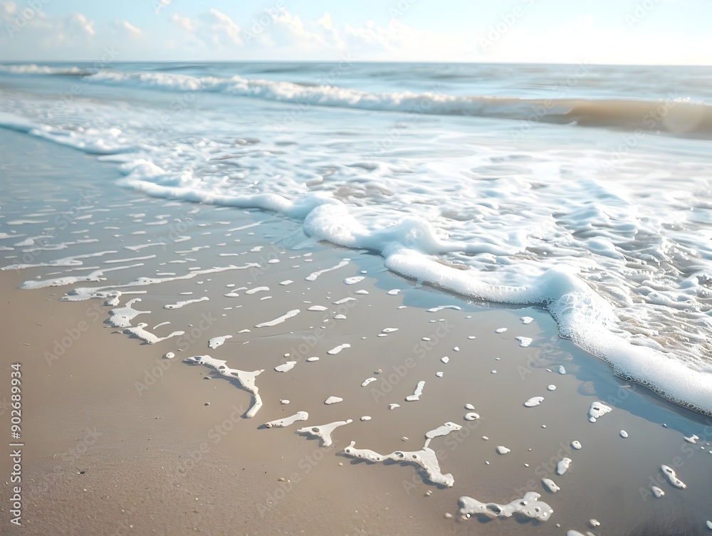 Sticker Serene Beach Landscape with Tranquil Waves Lapping Against the Shore