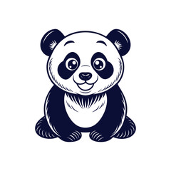 Vector minimalist Panda Bear Silhouette Clipart illustration On a White Background