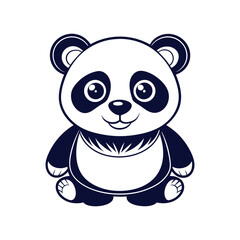 Vector minimalist Panda Bear Silhouette Clipart illustration On a White Background