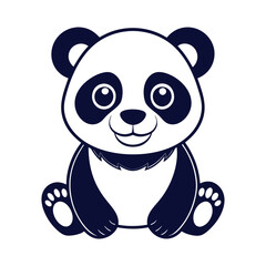 Vector minimalist Panda Bear Silhouette Clipart illustration On a White Background