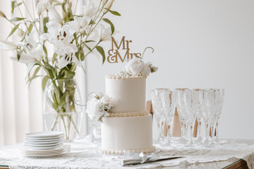 Wedding Cake and Wine Glass Moody Feel 