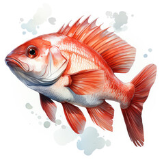 Fototapeta premium Watercolor Rockfish, clipart Illustration, Generative Ai