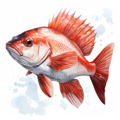 Watercolor Rockfish, clipart Illustration, Generative Ai