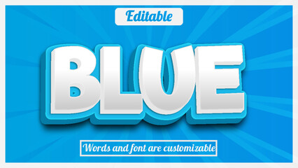 Blue editable 3d text effect illustrator effect text effect