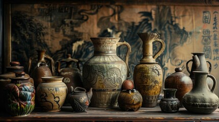 Antique ceramic pottery collection