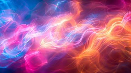 Naklejka premium Streams of light trails forming abstract patterns, organic shapes, dynamic and vibrant