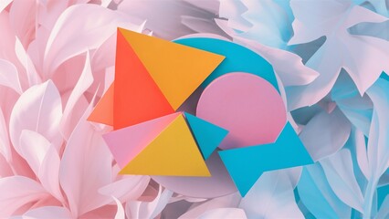 Colorful Geometric Shapes on a Soft Pastel Background