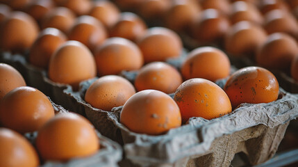 Fresh chicken eggs in egg box