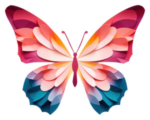 Fototapeta premium PNG Butterfly paper art white background.