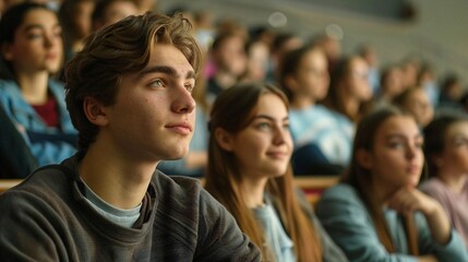 Obraz premium students during the lecture listening to a teacher