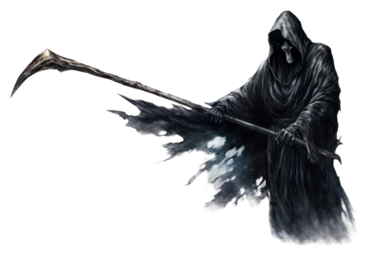 PNG Grim reaper scythe watercolor adult white background aggression.