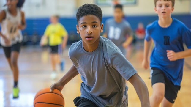 Envision a high school gym class where students are participating in various sports and activities.